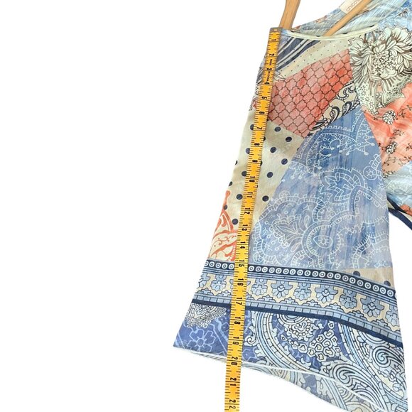 Chicos Boho Kimono Sleeve Top Womens Size 3 Blue Mix Print Lightweight Ethereal - Picture 12 of 12